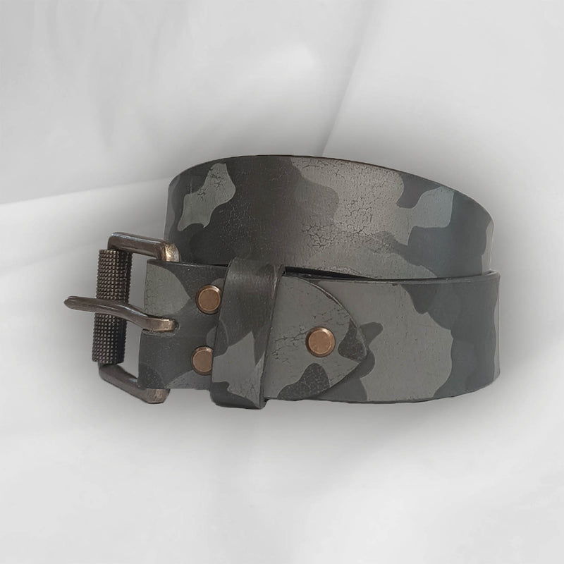 38.mm Head Dyed Leather Belt Black Asphalt - Black Asphalt