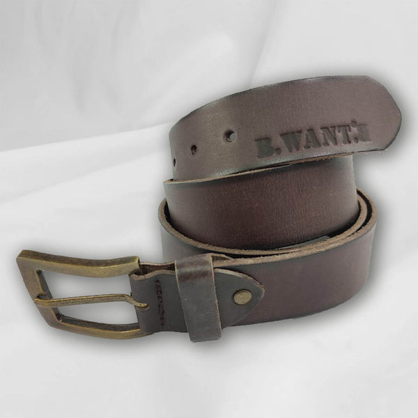 38.mm buffalo leather belt with black border