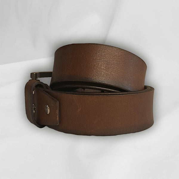 38.mm Head Dyed Leather Belt Black Asphalt - Black Asphalt