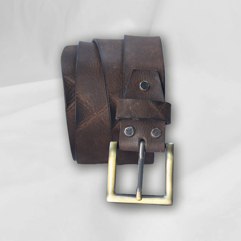 38.mm Head Dyed Leather Belt Black Asphalt - Black Asphalt