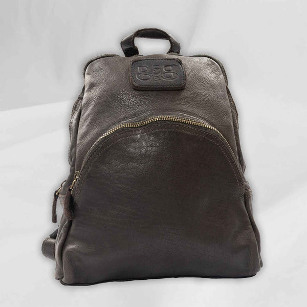 Leather Women BackPack "Round Pyramid zip", with trimming Tent Original