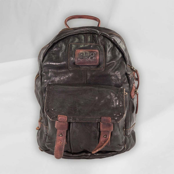Zaino Pelle - Leather BackPack Side Zip front pocket with trimming Tent Original