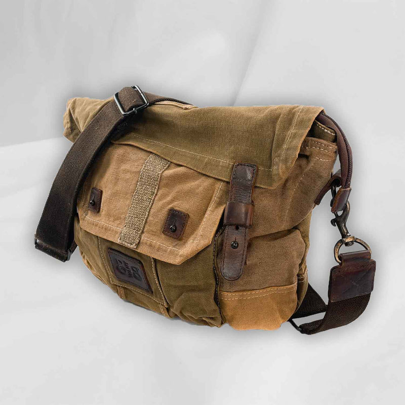 Capo Dyed Patch Bag Postina Shoulder Bag with Backpack "Messenger / BackPack" function Overdye Beige Green - with Lining